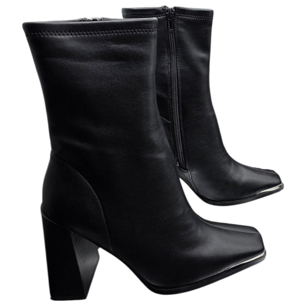 Chinese Laundry Marvin Soft Stretch Black Square Toe Block Heel Boots 6 NIB